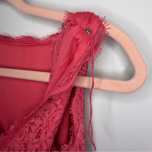 Adrianna Papell Coral Lace Cocktail Dress Wedding Guest Formal Sheath Size 2 - Picture 13 of 14